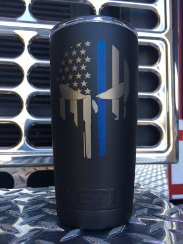 Thin Blue, or Red Line punisher tumbler