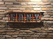 Load image into Gallery viewer, Wooden Ladder with laser cut letters and thin red line