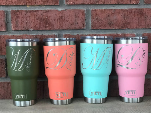 Pre-Coated YETI with laser engraved monogram or image